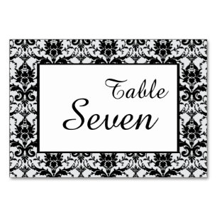 Numéro De Table Mariage de la frontière noire Damask
