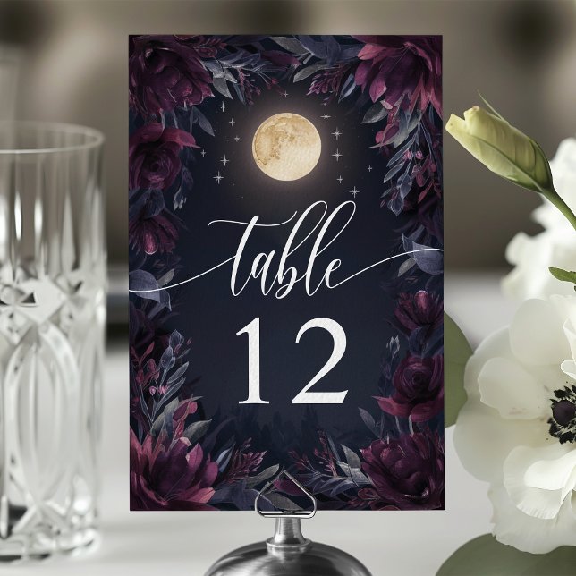 Numéro De Table Mariage de la lune de jardin de minuit (Créateur téléchargé)