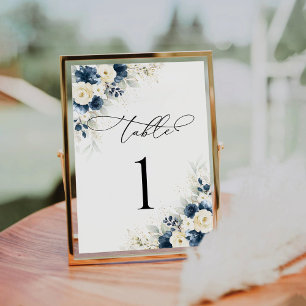 Numéro De Table Mariage de la Marine bleu et blanc