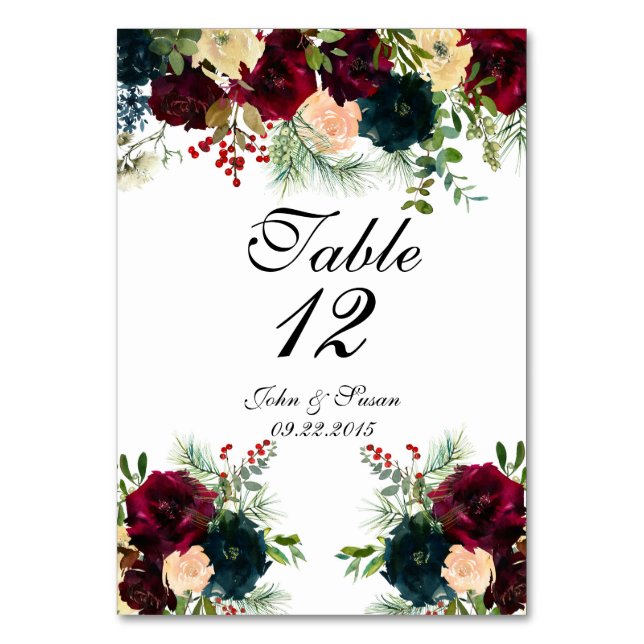 Numéro De Table Mariage de la marine de Bourgogne (Par défaut)