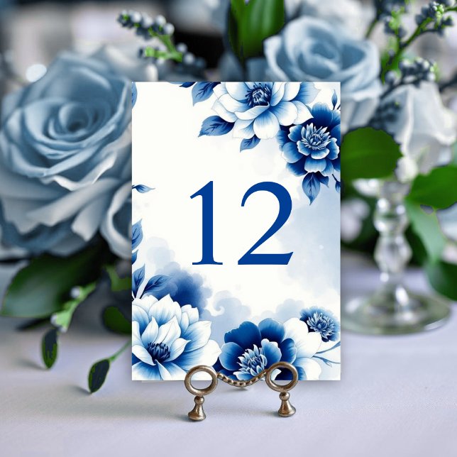 Numéro De Table Mariage de lavage à l'aquarelle Chinoiserie floral (Créateur téléchargé)