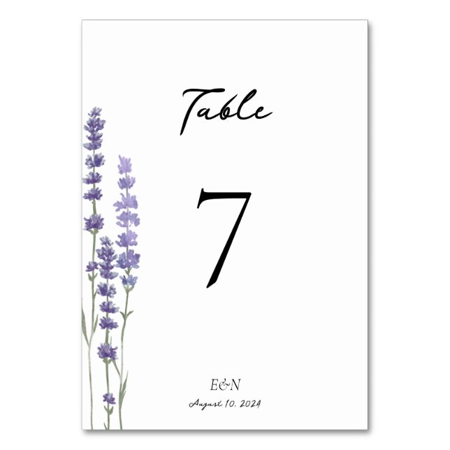 Numéro De Table Mariage de lavande française simple et délicate (Par défaut)