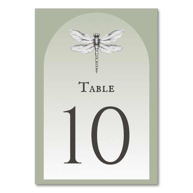 Numéro De Table Mariage de libellules de Sage Green (Par défaut)