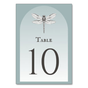 Numéro De Table Mariage de libellules turquoise