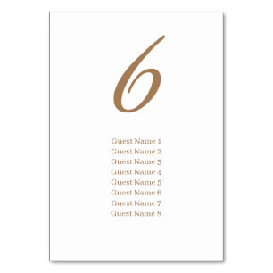 Numéro De Table Mariage de liste d'invités Gold Simple