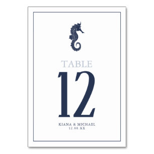 Numéro De Table Mariage de mer Blue Wave Navy/Wht ID836