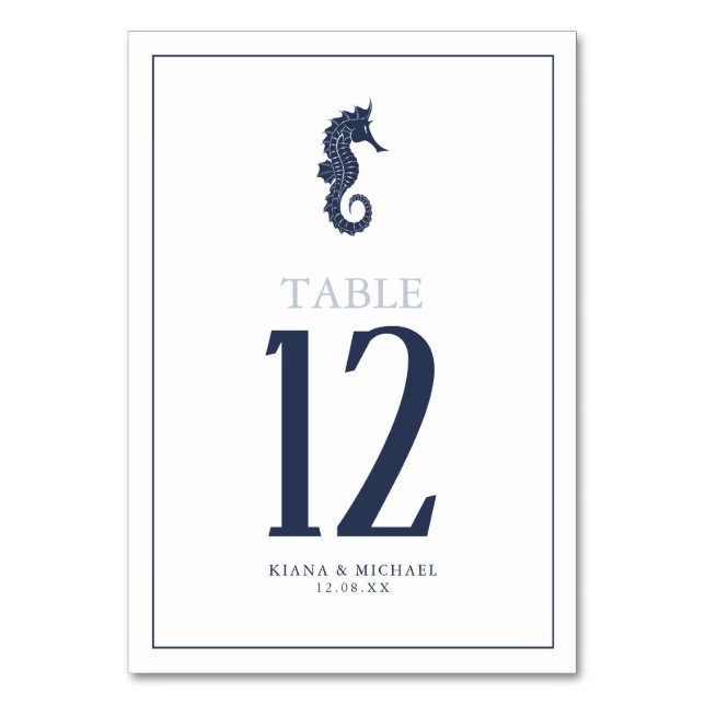 Numéro De Table Mariage de mer Blue Wave Navy/Wht ID836 (Dos)