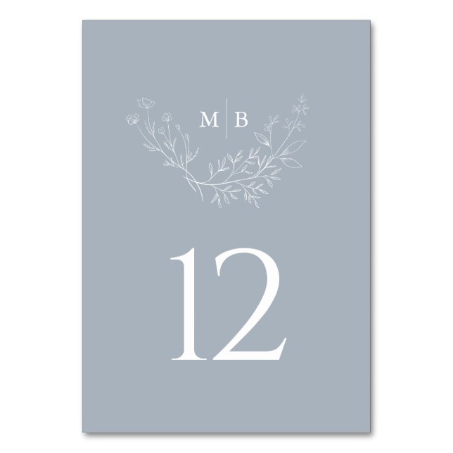Numéro De Table Mariage de monogramme officiel bleu poussiéreux mi (Par défaut)