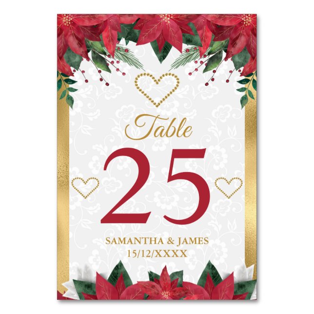 Numéro De Table Mariage de Noël de Poinsettia (Par défaut)