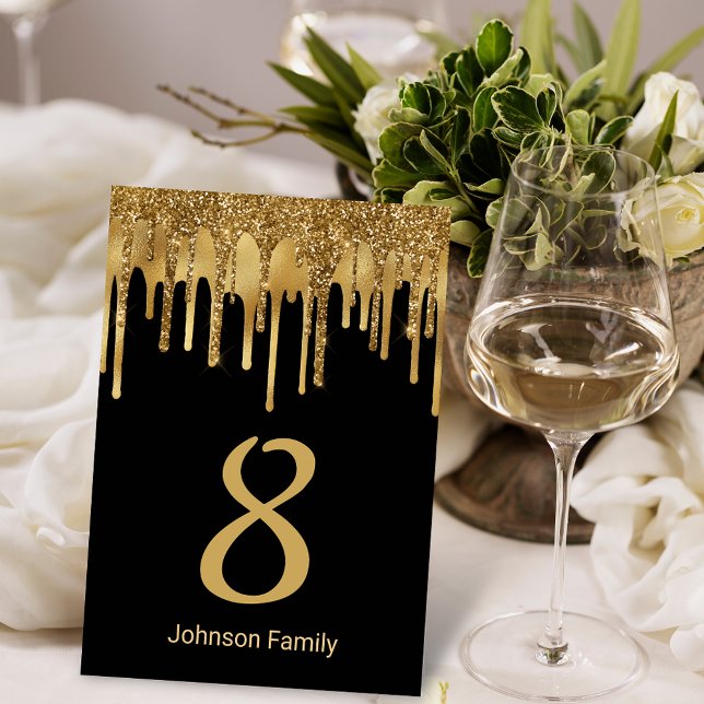 Numéro De Table mariage de parties scintillant à goutte noire en o (Créateur téléchargé)