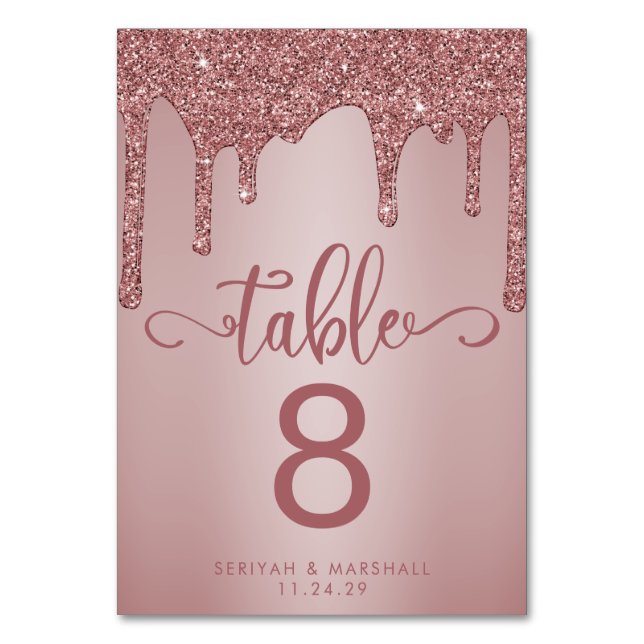 Numéro De Table Mariage de Parties scintillant or Rose chic (Par défaut)