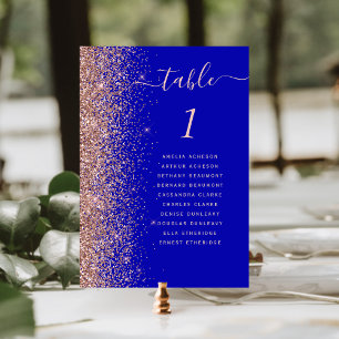 Numéro De Table Mariage de Parties scintillant or Rose Royal Blue