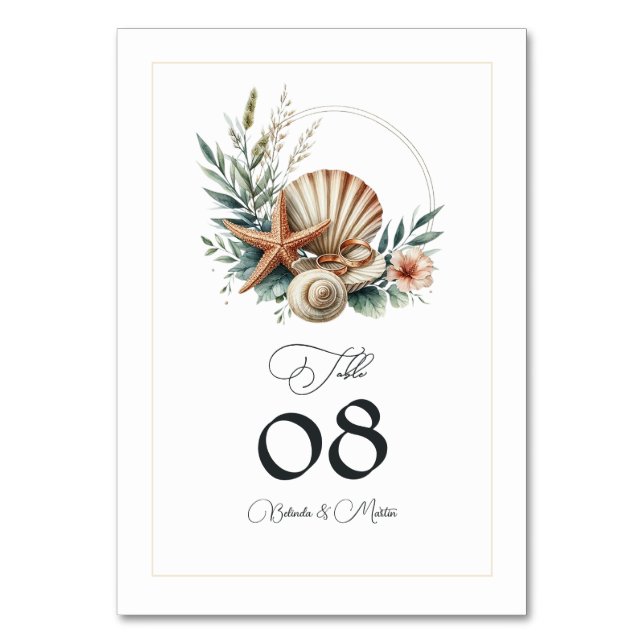 Numéro De Table Mariage de plage Chic Côté Mer (Par défaut)