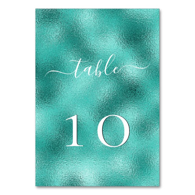 Numéro De Table Mariage de plage turquoise vert de mer (Dos)