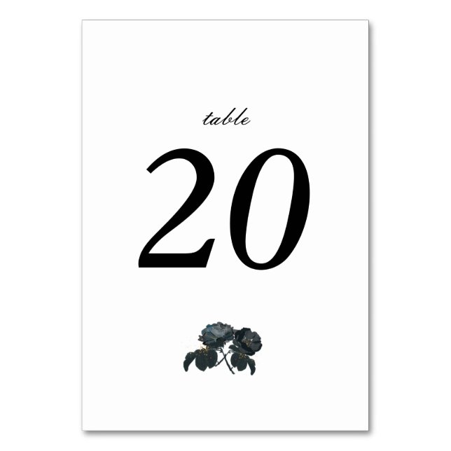 Numéro De Table Mariage de roses noires et blanches Numéro de tabl (Par défaut)