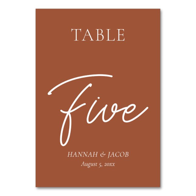 Numéro De Table Mariage de rouille orange brûlé cinq (Par défaut)