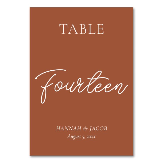 Numéro De Table Mariage de rouille orange brûlée Quatorze (Par défaut)