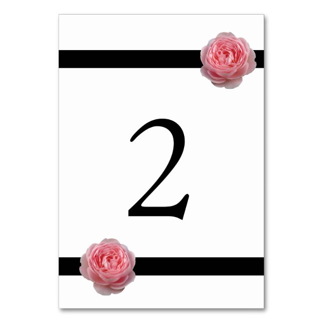 Numéro De Table Mariage de ruban noir rose (Par défaut)