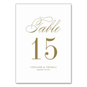 Numéro De Table Mariage de script classique Gold Elegant