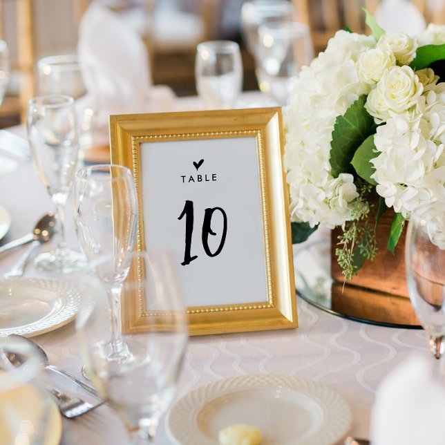 Numéro De Table Mariage de script de coeur romantique simple (Créateur téléchargé)
