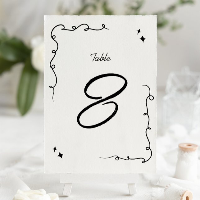 Numéro De Table Mariage de script de gribouillages tendance (Créateur téléchargé)