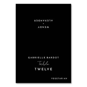 Numéro De Table Mariage de script moderne noir pliable