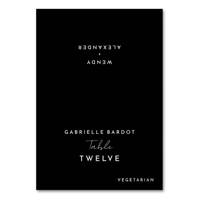 Numéro De Table Mariage de script moderne noir pliable (Par défaut)