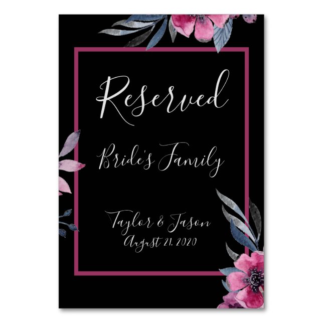 Numéro De Table Mariage de script romantique noir et rose (Par défaut)