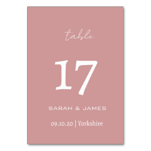 Numéro De Table Mariage de script rose poussiéreux minimaliste per