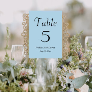 Numéro De Table Mariage de style simple bleu clair