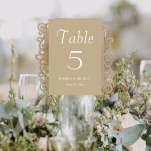 Numéro De Table Mariage de style simple kaki