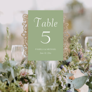 Numéro De Table Mariage de style simple Sage Green