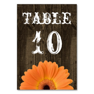 Numéro De Table Mariage de table Rustic Wood Orange