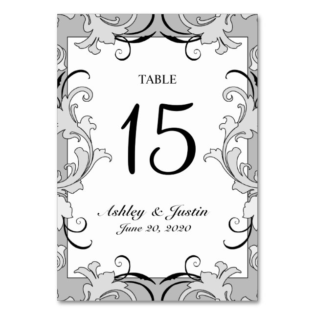 Numéro De Table Mariage de tableau Gris noir blanc permules Numéro (Par défaut)