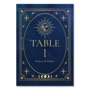 Numéro De Table Mariage de Tarot gothique bleu céleste