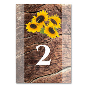 Numéro De Table Mariage de tournesol rustique