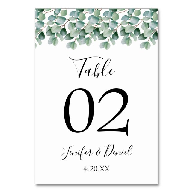Numéro De Table Mariage de verdure botanique d'Eucalyptus (Par défaut)