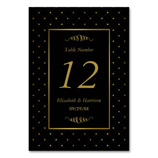 Numéro De Table Mariage d'effet Black & Gold moderne (Par défaut)