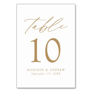 Numéro De Table Mariage d'élégance moderne blanc et or