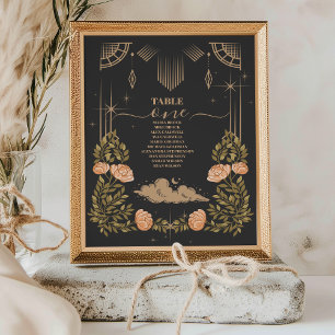 Numéro De Table Mariage des étoiles noires de minuit céleste