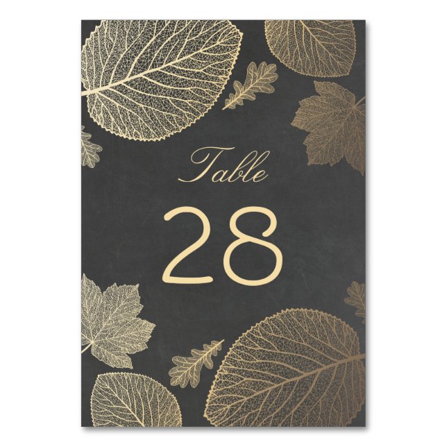 Numéro De Table Mariage des feuilles d'automne Gold et Chalkboard (Par défaut)