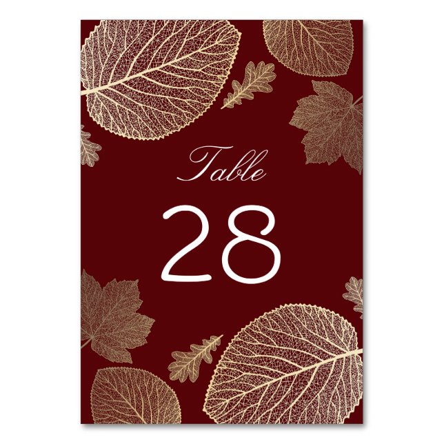 Numéro De Table Mariage des feuilles d'or et de chute de Bourgogne (Par défaut)