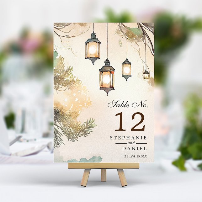 Numéro De Table Mariage des feux de lanterne botanique de l'arbre  (Créateur téléchargé)