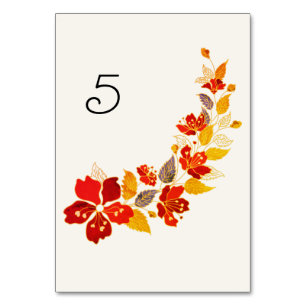 Numéro De Table Mariage d'hibiscus tropicaux d'Orange brulé