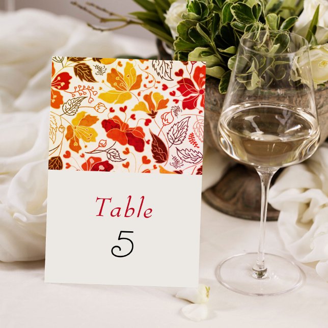 Numéro De Table Mariage d'hibiscus tropicaux d'Orange brulé (Créateur téléchargé)