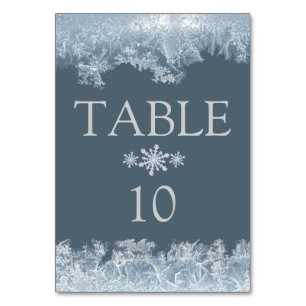 Numéro De Table Mariage d'hiver bleu givré personnalisé