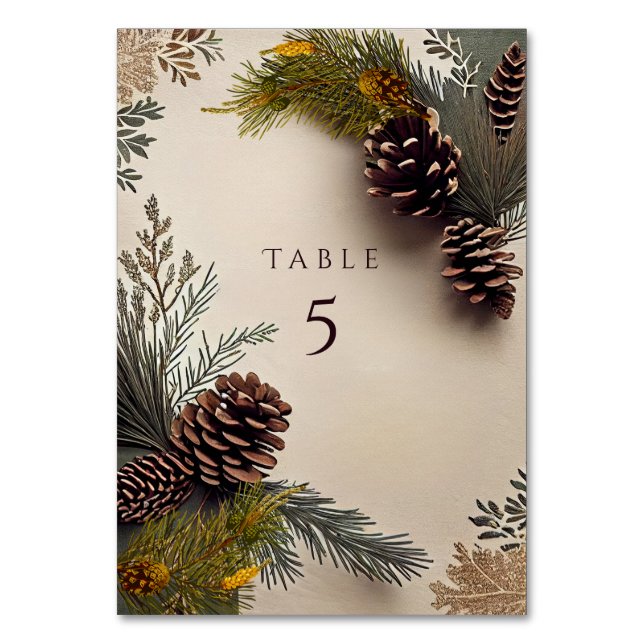 Numéro De Table Mariage d'hiver Cônes de pin Aiguilles de pin (Par défaut)