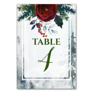 Numéro De Table Mariage d'hiver Rose de Pine Mountain