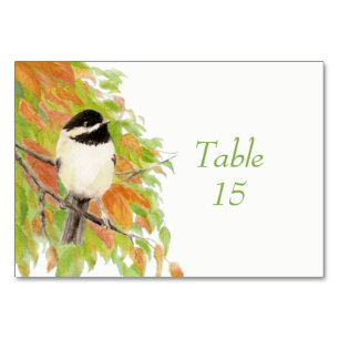 Numéro De Table Mariage d'oiseau mésange de peinture à l'aquarelle