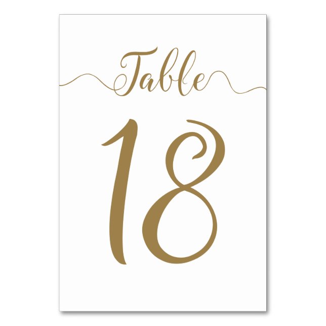 Numéro De Table Mariage d'or Numéro de tableau 18 (Par défaut)